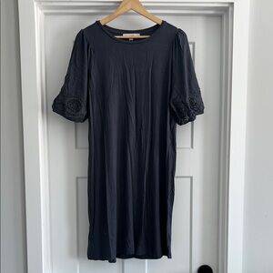 Teal Eyelet Puff Sleeve Midi Dress - 219